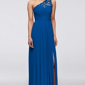 Long One Shoulder Lace Bridesmaid Dress
DAVID'S B
